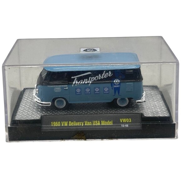 M2 castline 1960 VW Delivery van USA model 15-48 die cast car & case blue READ - Picture 1 of 6